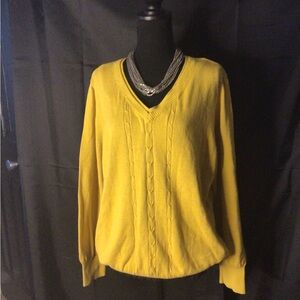 #629.  Fashion Bug Yellow V-Neck Sweater